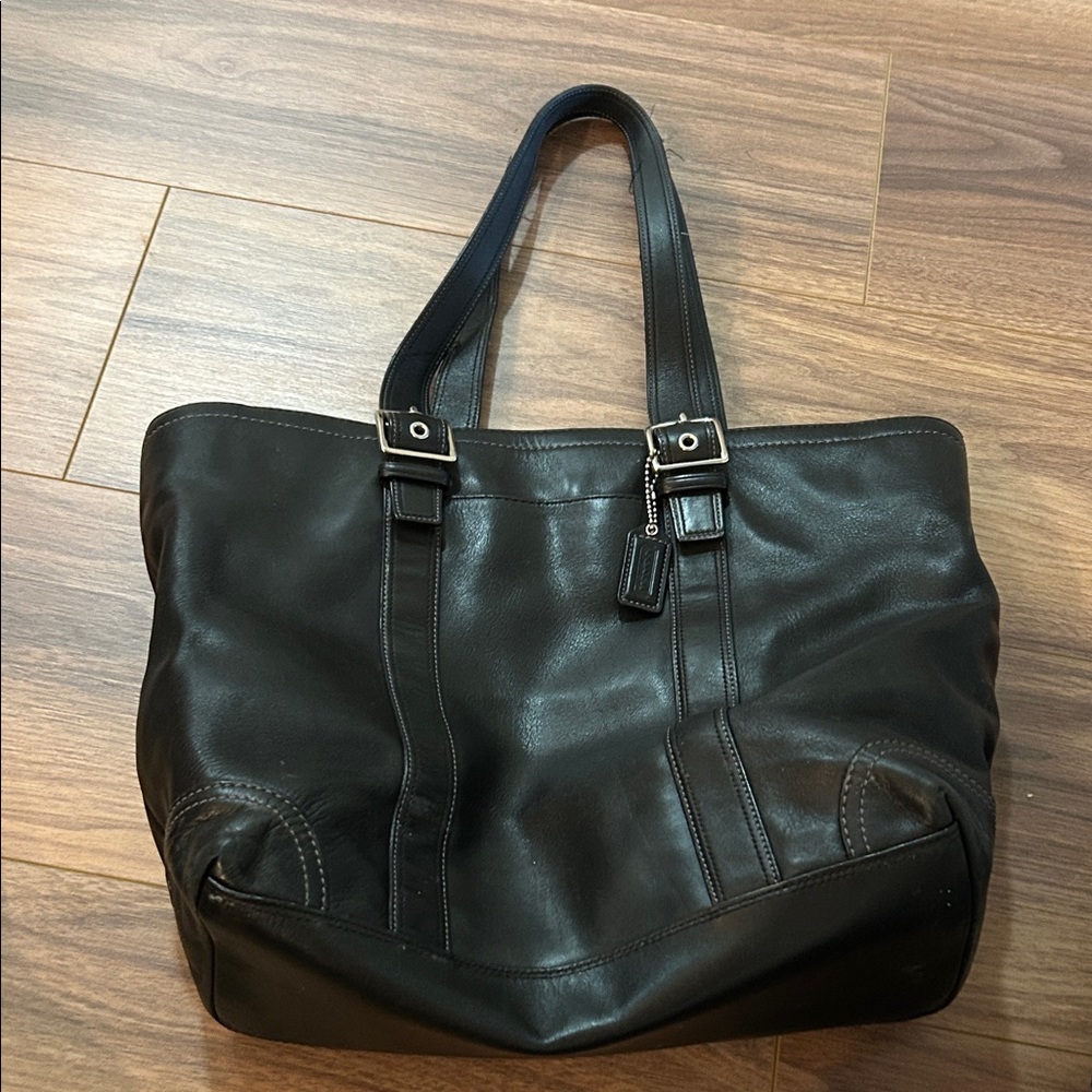 Coach Black Leather Tote Bag